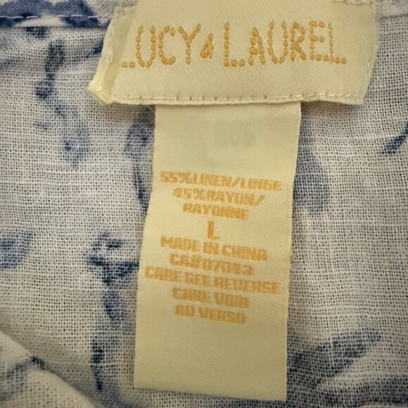 Blue and White Linen Blouse - Picture 3 of 3